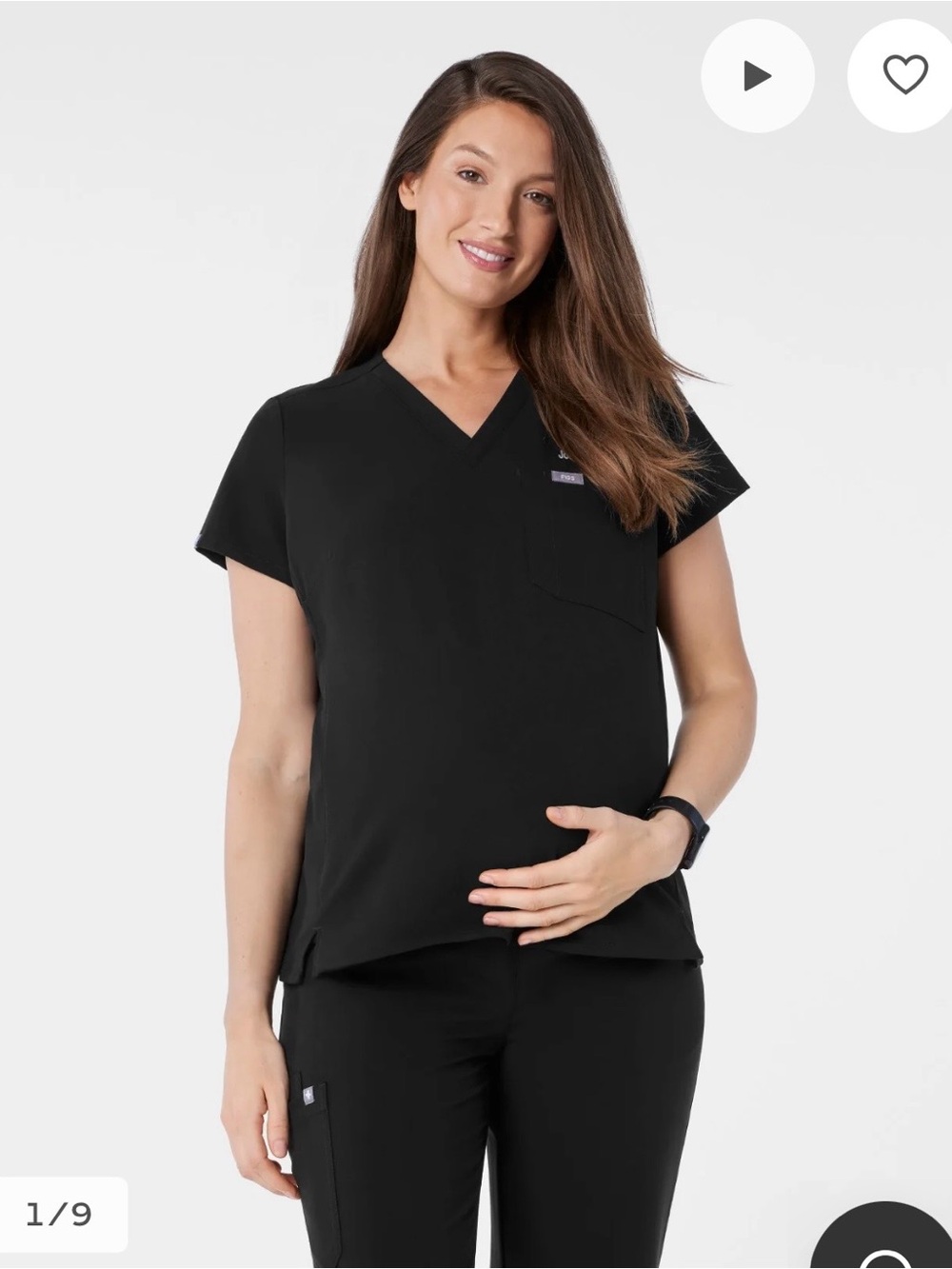 NWT FIGSWomen's Black V-Neck Scrub Top